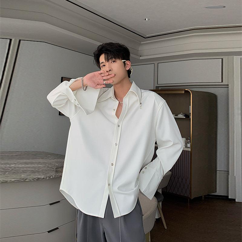 Zip it up Collar Baggy Shirt - Image 7